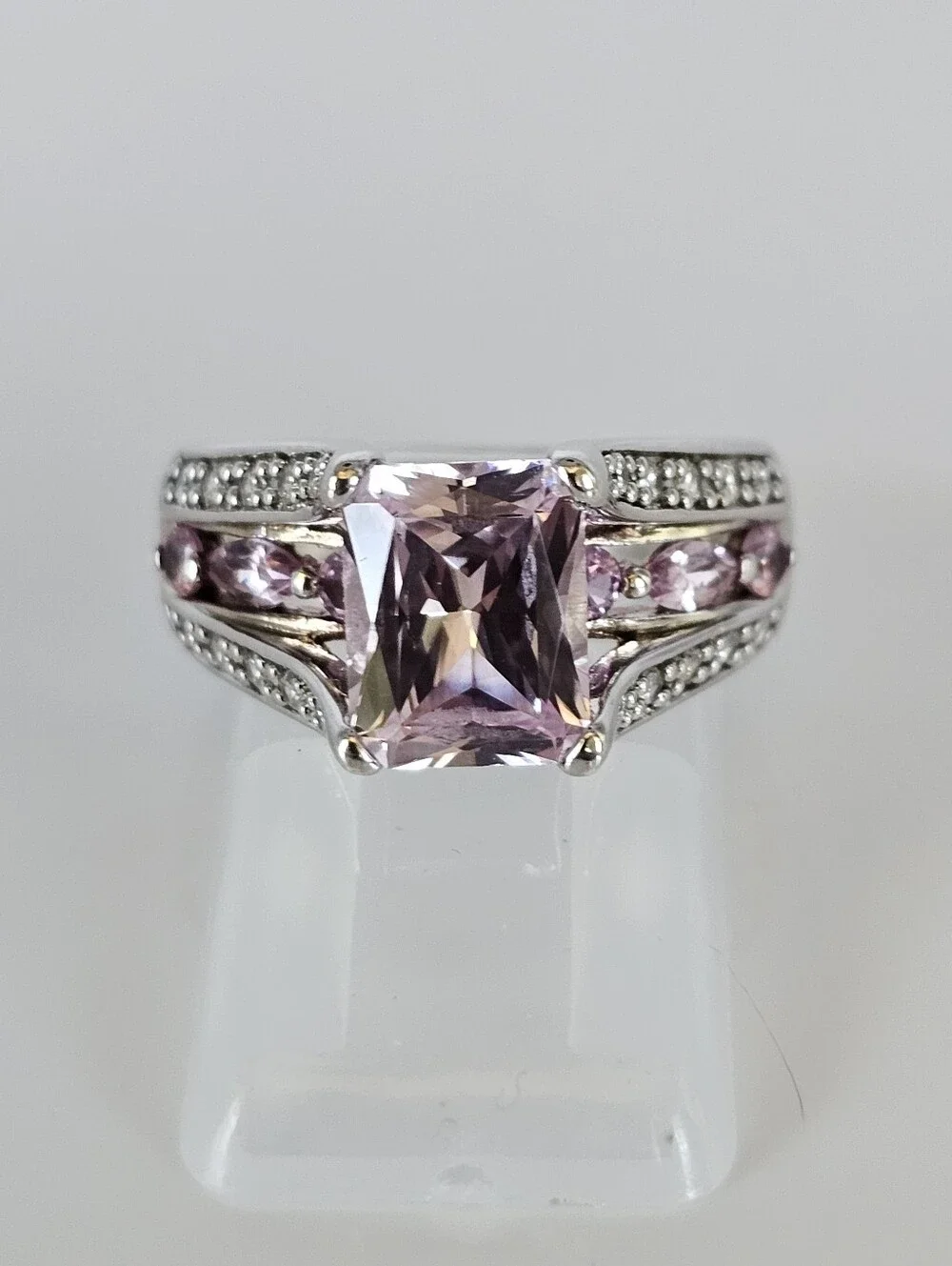 Victoria Wieck Pink Sapphire & Absolute Diamond Simulants Sterling Silver Sz 6!